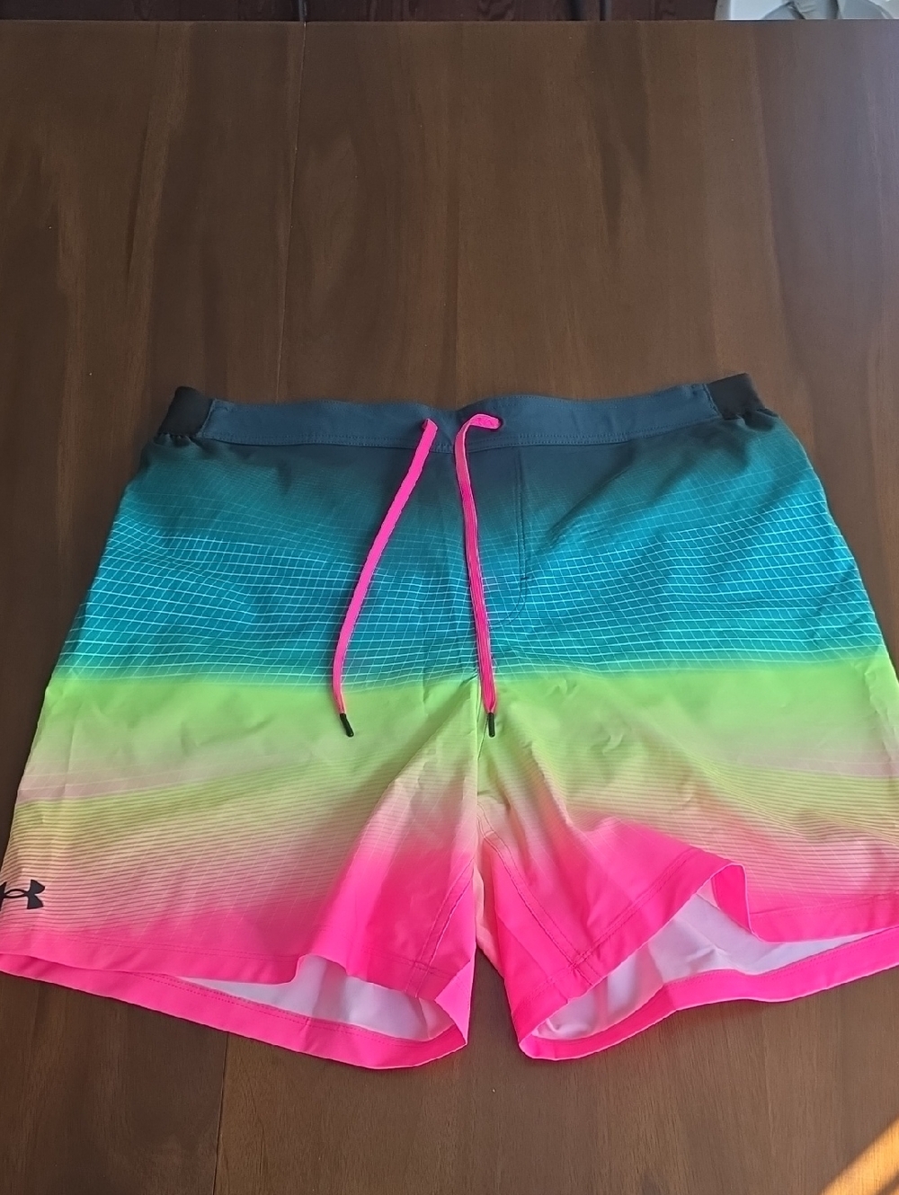 Under Armour Board Swim Trunks - Teal, Lime, Hot Pink